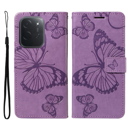 For Xiaomi Poco C95 Pro 3D Butterfly Embossed Pattern Flip Leather Phone Case(Purple)