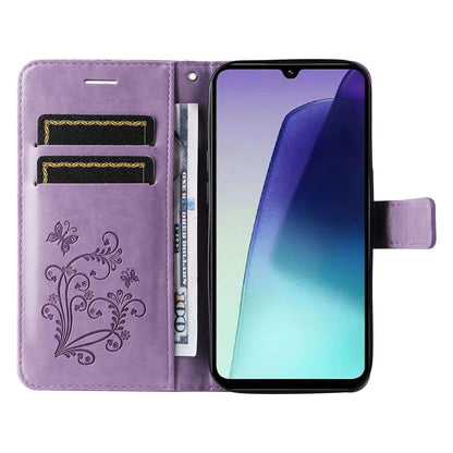 For Xiaomi Poco C95 Pro 3D Butterfly Embossed Pattern Flip Leather Phone Case(Purple)