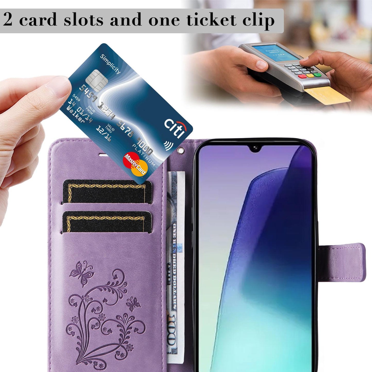 For Xiaomi Poco C95 Pro 3D Butterfly Embossed Pattern Flip Leather Phone Case(Purple)