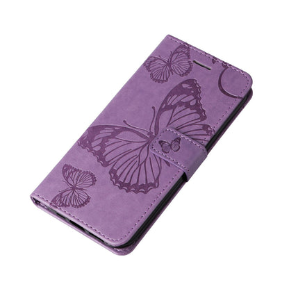 For Xiaomi Poco C95 Pro 3D Butterfly Embossed Pattern Flip Leather Phone Case(Purple)