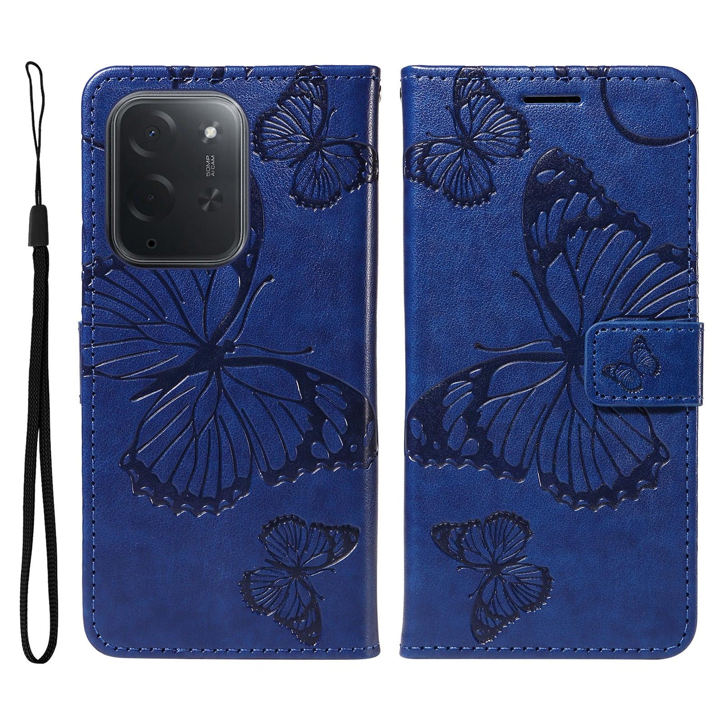 For Xiaomi Poco C95 Pro 3D Butterfly Embossed Pattern Flip Leather Phone Case(Blue)