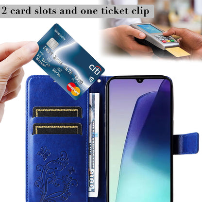 For Xiaomi Poco C95 Pro 3D Butterfly Embossed Pattern Flip Leather Phone Case(Blue)