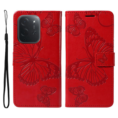 For Xiaomi Poco C95 Pro 3D Butterfly Embossed Pattern Flip Leather Phone Case(Red)