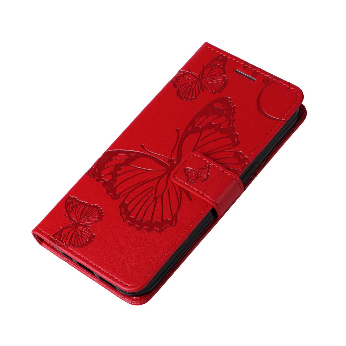 For Xiaomi Poco C95 Pro 3D Butterfly Embossed Pattern Flip Leather Phone Case(Red)