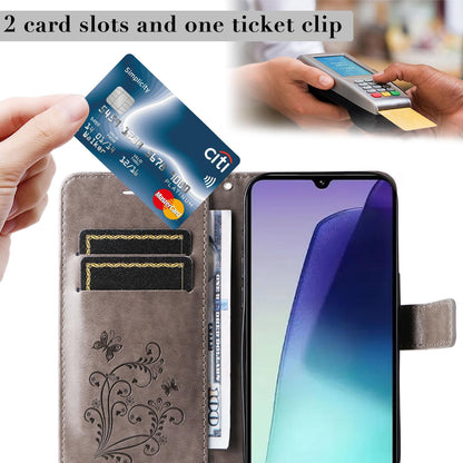For Xiaomi Poco C95 Pro 3D Butterfly Embossed Pattern Flip Leather Phone Case(Grey)