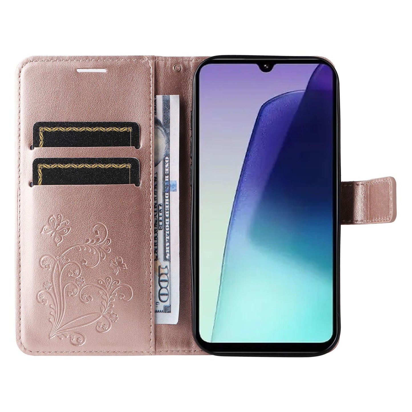 For Xiaomi Poco C95 Pro 3D Butterfly Embossed Pattern Flip Leather Phone Case(Rose Gold)