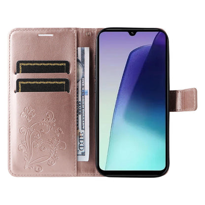 For Xiaomi Poco C95 Pro 3D Butterfly Embossed Pattern Flip Leather Phone Case(Rose Gold)