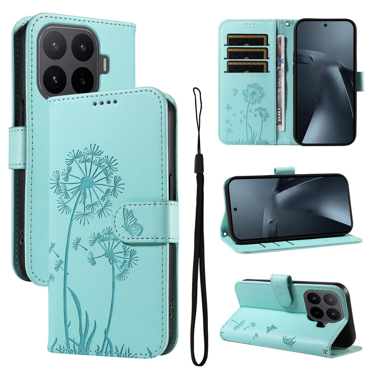 For Xiaomi 17T Pro 5G Global Dandelion Embossed Pattern Flip Leather Phone Case - Green - EDA007762012A