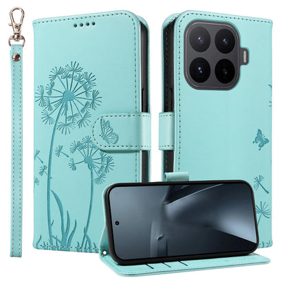 For Xiaomi 17T Pro 5G Global Dandelion Embossed Pattern Flip Leather Phone Case - Green - EDA007762012A