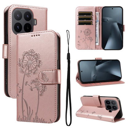For Xiaomi 17T Pro 5G Global Dandelion Embossed Pattern Flip Leather Phone Case - Rose Gold - EDA007762012B