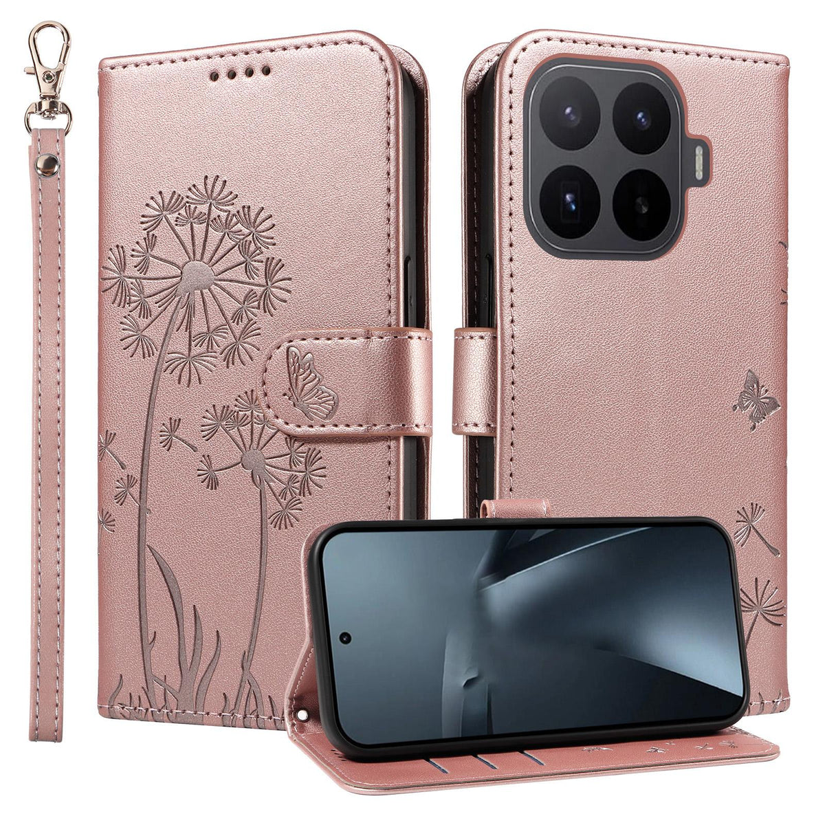 For Xiaomi 17T Pro 5G Global Dandelion Embossed Pattern Flip Leather Phone Case - Rose Gold - EDA007762012B