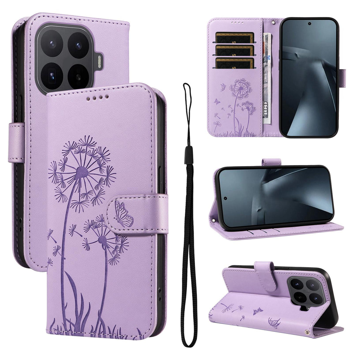 For Xiaomi 17T Pro 5G Global Dandelion Embossed Pattern Flip Leather Phone Case - Purple - EDA007762012C