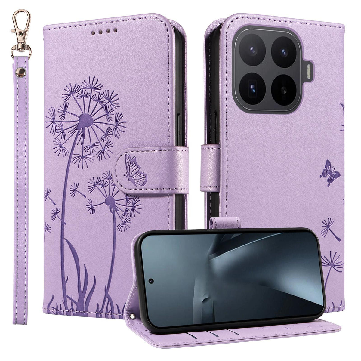For Xiaomi 17T Pro 5G Global Dandelion Embossed Pattern Flip Leather Phone Case - Purple - EDA007762012C