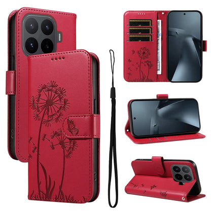 For Xiaomi 17T Pro 5G Global Dandelion Embossed Pattern Flip Leather Phone Case - Red - EDA007762012D
