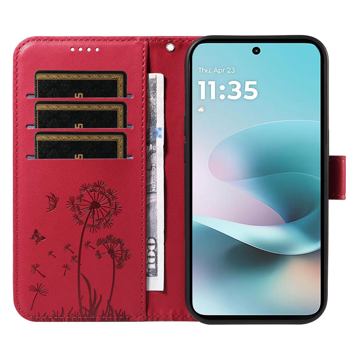 For Xiaomi 17T Pro 5G Global Dandelion Embossed Pattern Flip Leather Phone Case - Red - EDA007762012D