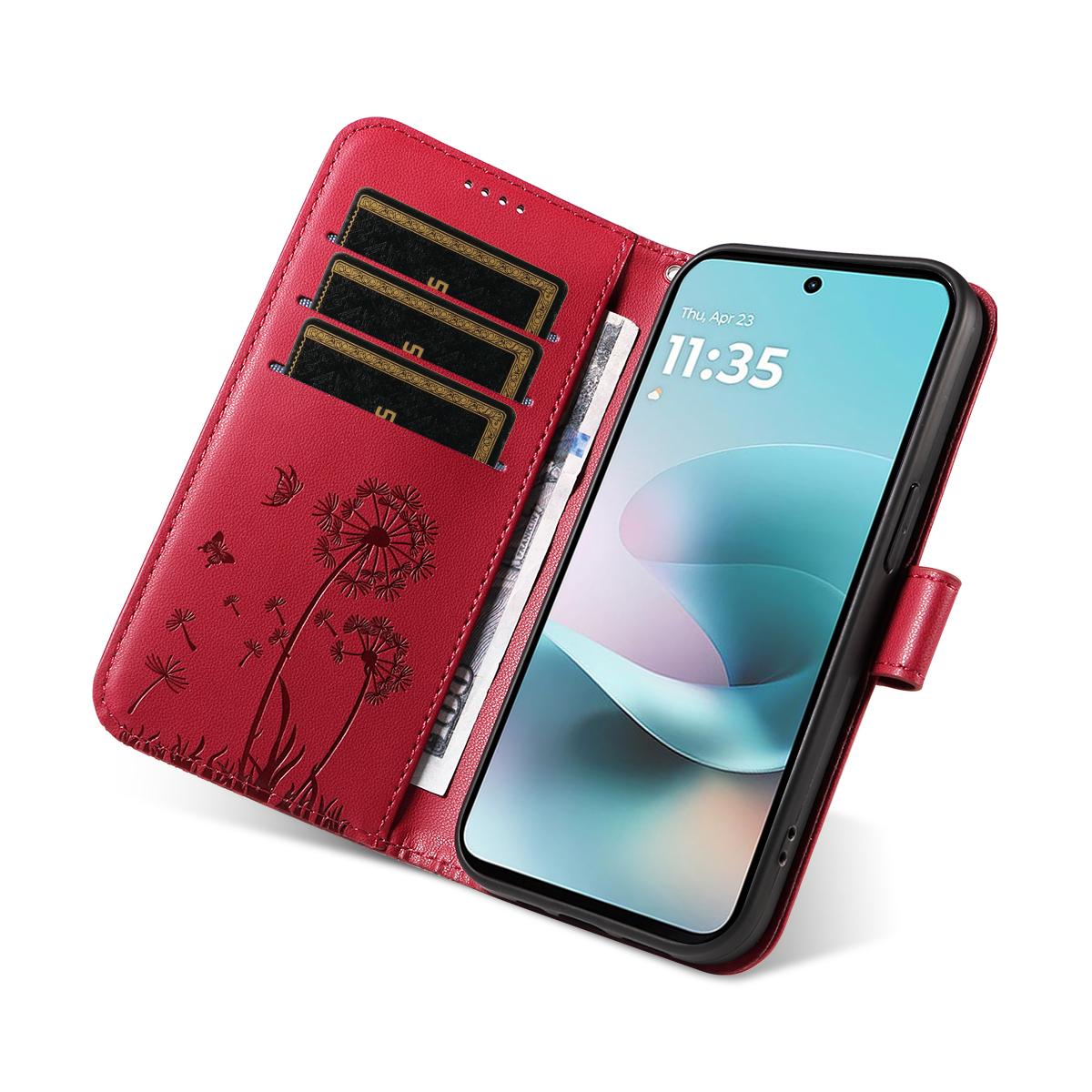 For Xiaomi 17T Pro 5G Global Dandelion Embossed Pattern Flip Leather Phone Case - Red - EDA007762012D