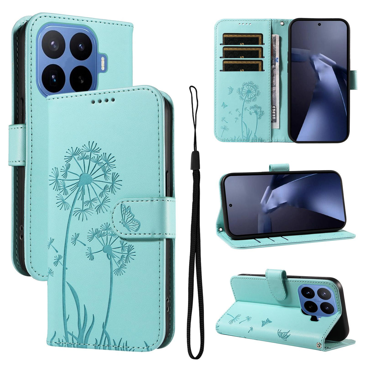 For Xiaomi 17T 5G Global Dandelion Embossed Pattern Flip Leather Phone Case - Green - EDA007762013A