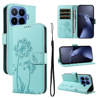 For Xiaomi 17T 5G Global Dandelion Embossed Pattern Flip Leather Phone Case - Green - EDA007762013A