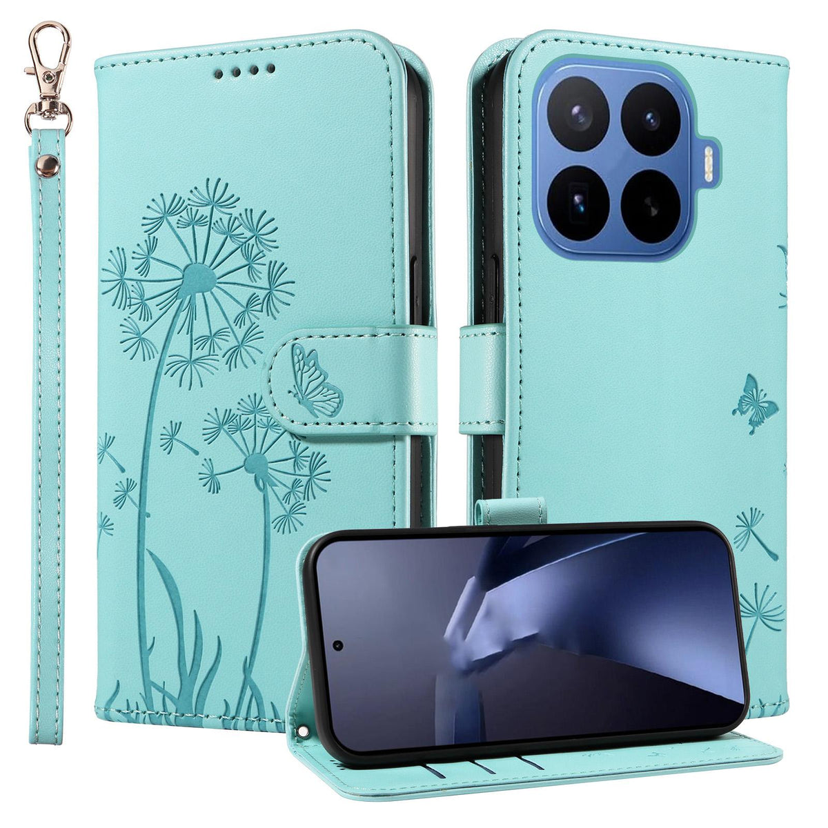 For Xiaomi 17T 5G Global Dandelion Embossed Pattern Flip Leather Phone Case - Green - EDA007762013A