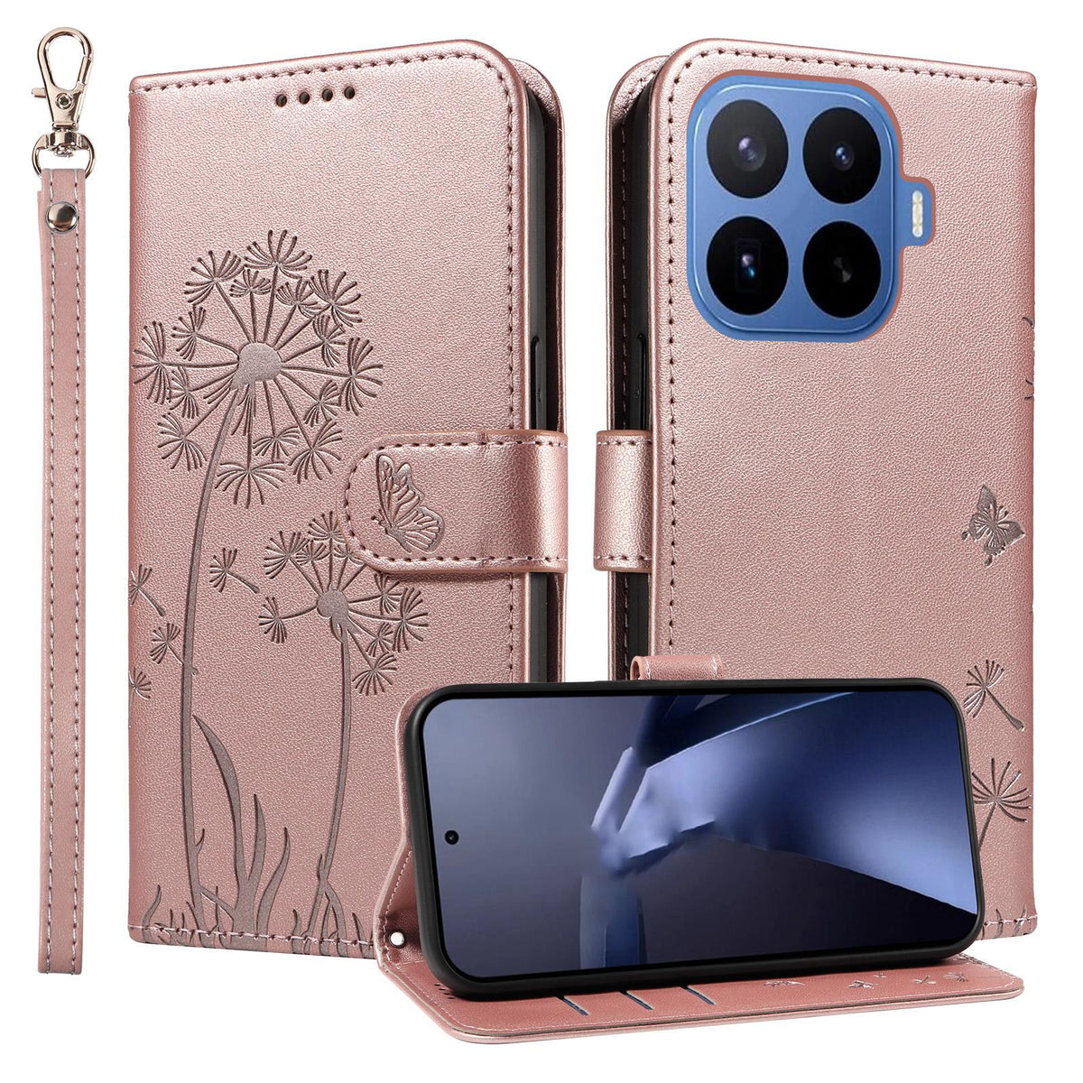 For Xiaomi 17T 5G Global Dandelion Embossed Pattern Flip Leather Phone Case - Rose Gold - EDA007762013B