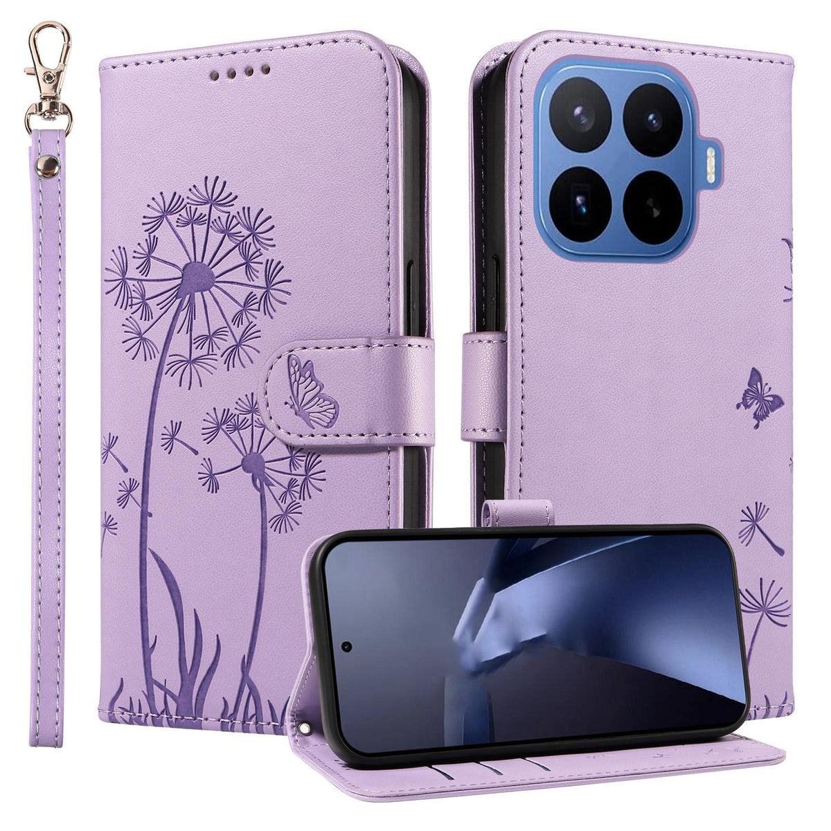 For Xiaomi 17T 5G Global Dandelion Embossed Pattern Flip Leather Phone Case - Purple - EDA007762013C