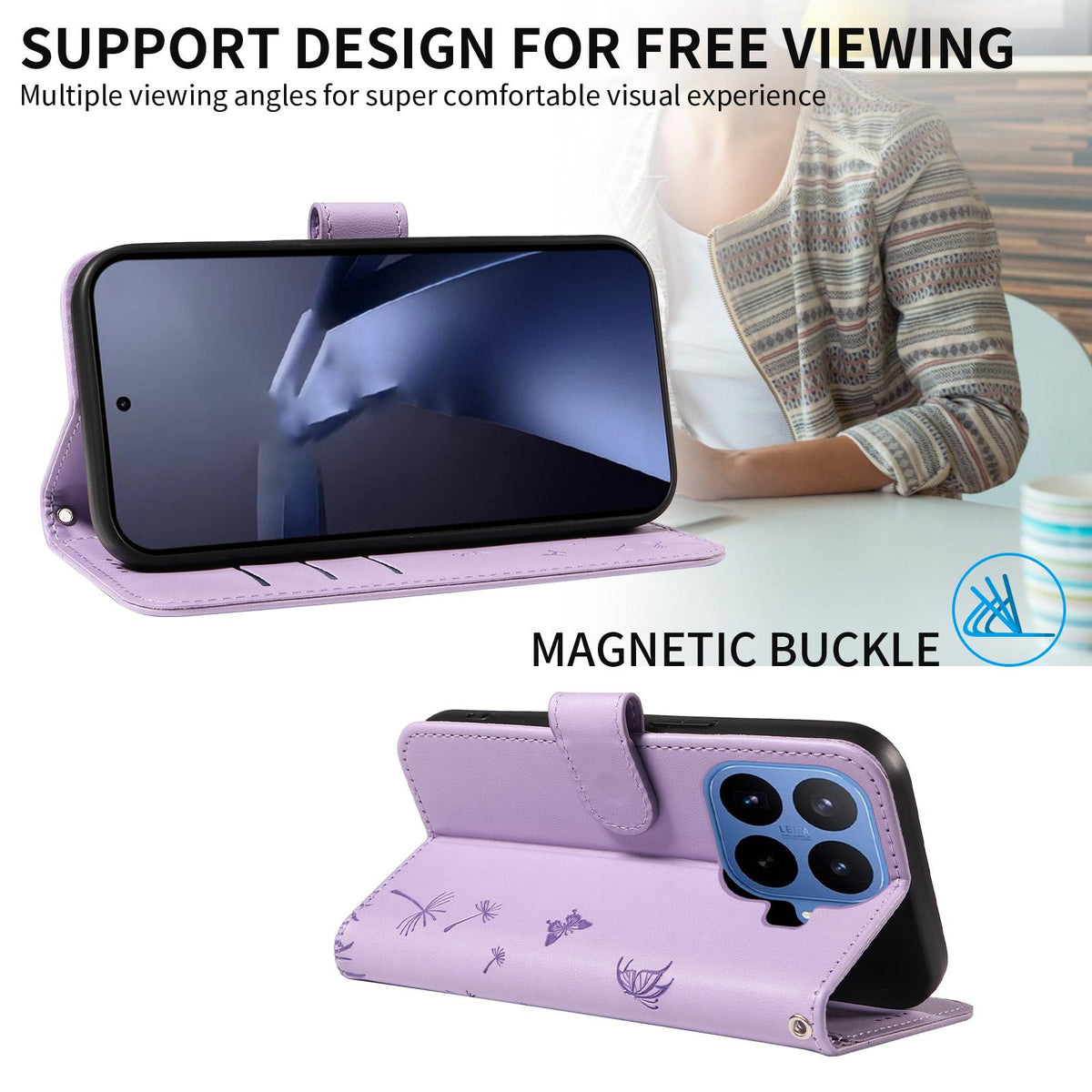 For Xiaomi 17T 5G Global Dandelion Embossed Pattern Flip Leather Phone Case - Purple - EDA007762013C