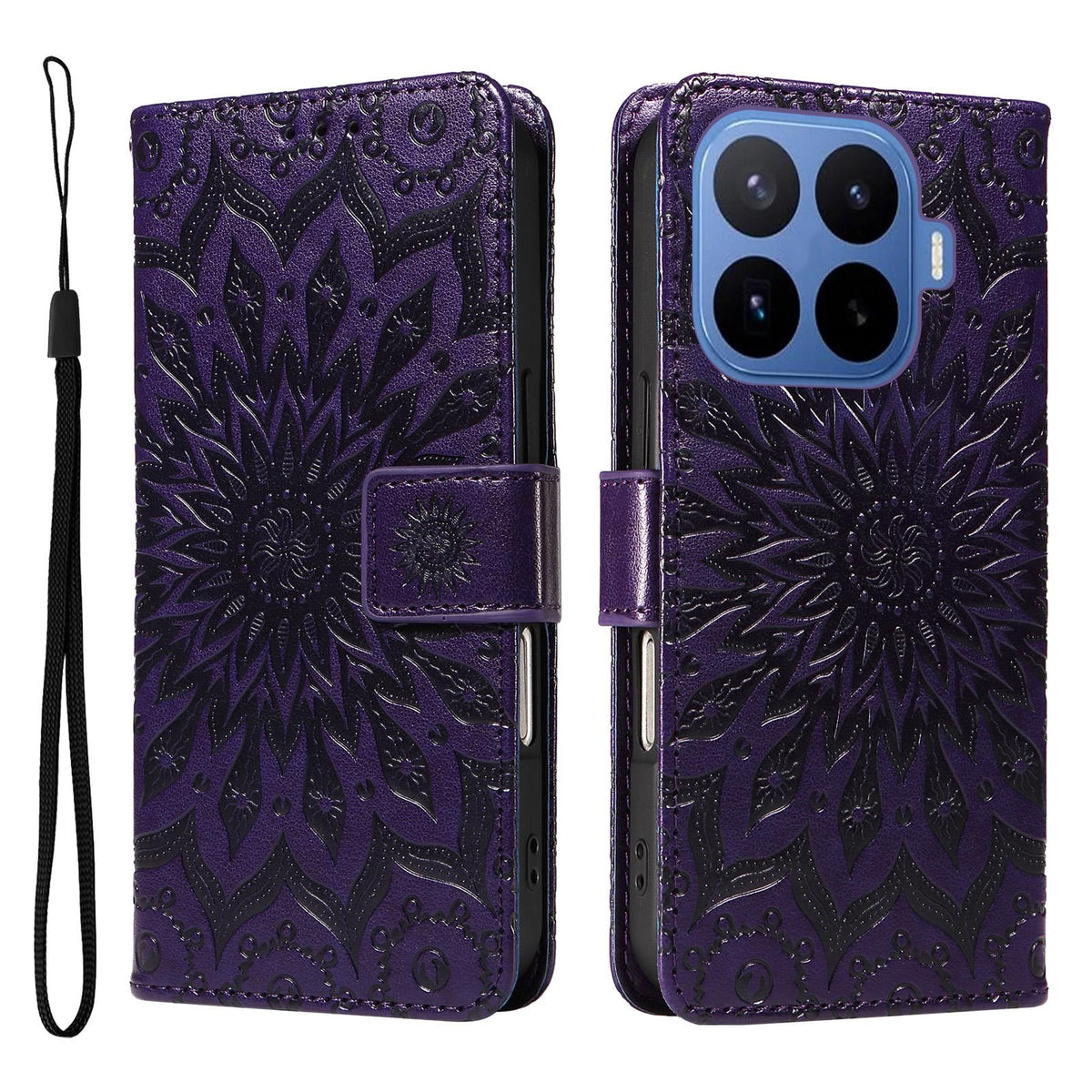 For Xiaomi 17T 5G Global Embossed Sunflower Pattern Flip Leather Phone Case - Purple - EDA007762813A