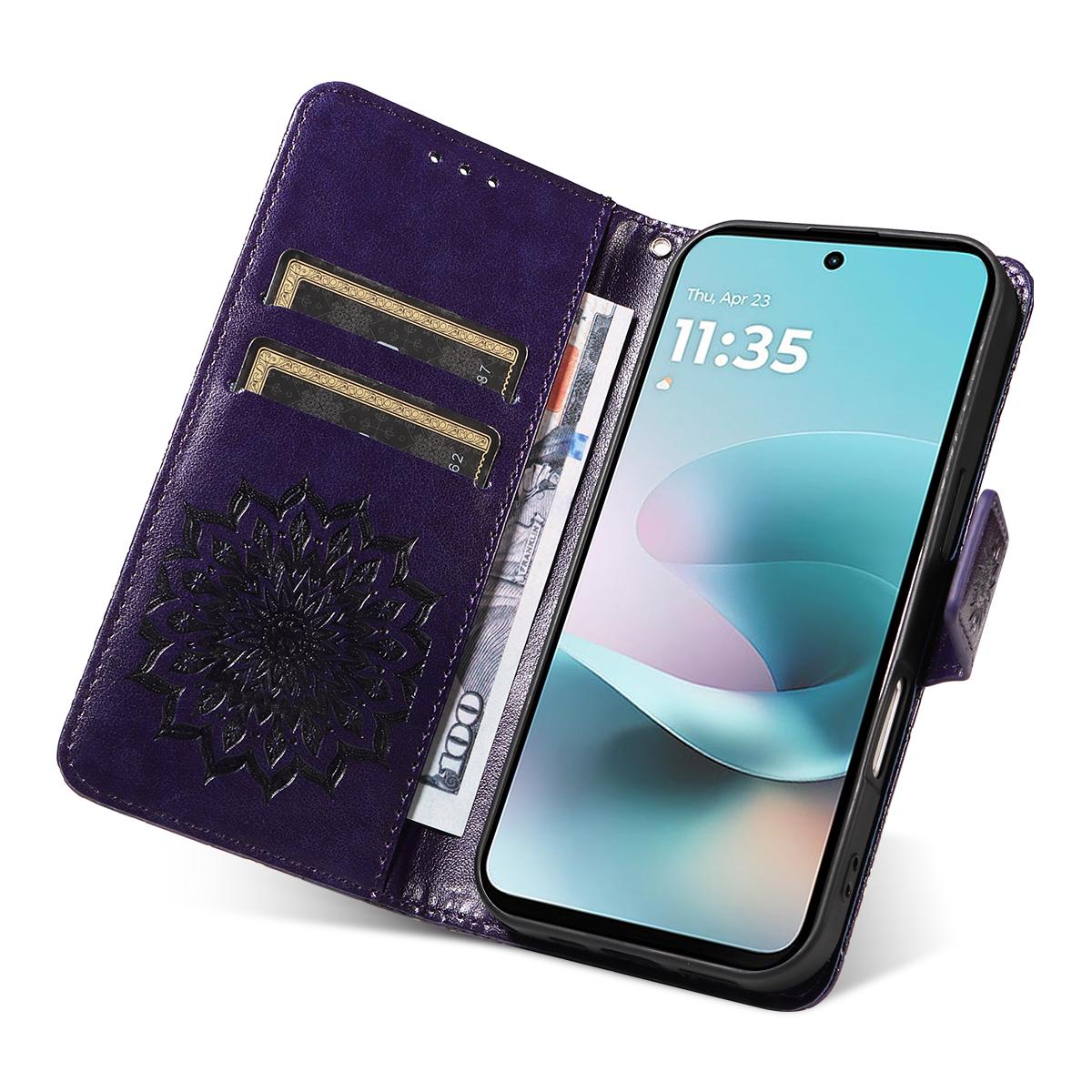 For Xiaomi 17T 5G Global Embossed Sunflower Pattern Flip Leather Phone Case - Purple - EDA007762813A