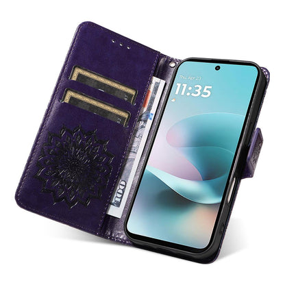 For Xiaomi 17T 5G Global Embossed Sunflower Pattern Flip Leather Phone Case - Purple - EDA007762813A