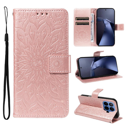 For Xiaomi 17T 5G Global Embossed Sunflower Pattern Flip Leather Phone Case - Rose Gold - EDA007762813B