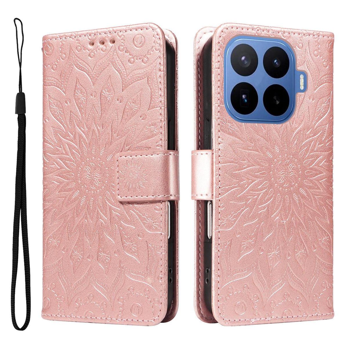 For Xiaomi 17T 5G Global Embossed Sunflower Pattern Flip Leather Phone Case - Rose Gold - EDA007762813B