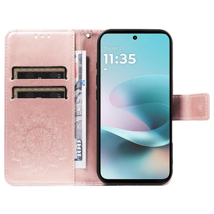 For Xiaomi 17T 5G Global Embossed Sunflower Pattern Flip Leather Phone Case - Rose Gold - EDA007762813B