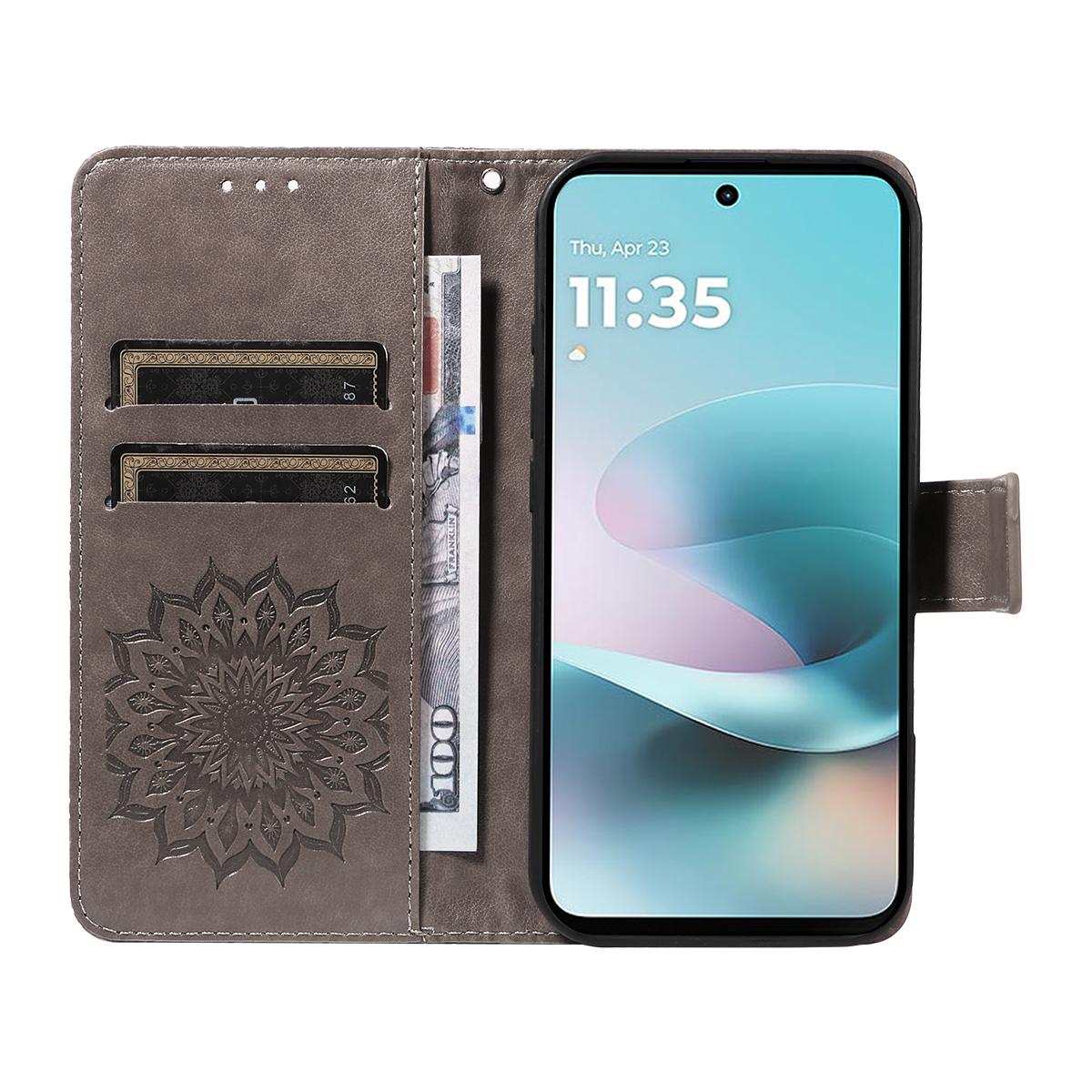 For Xiaomi 17T 5G Global Embossed Sunflower Pattern Flip Leather Phone Case - Grey - EDA007762813C
