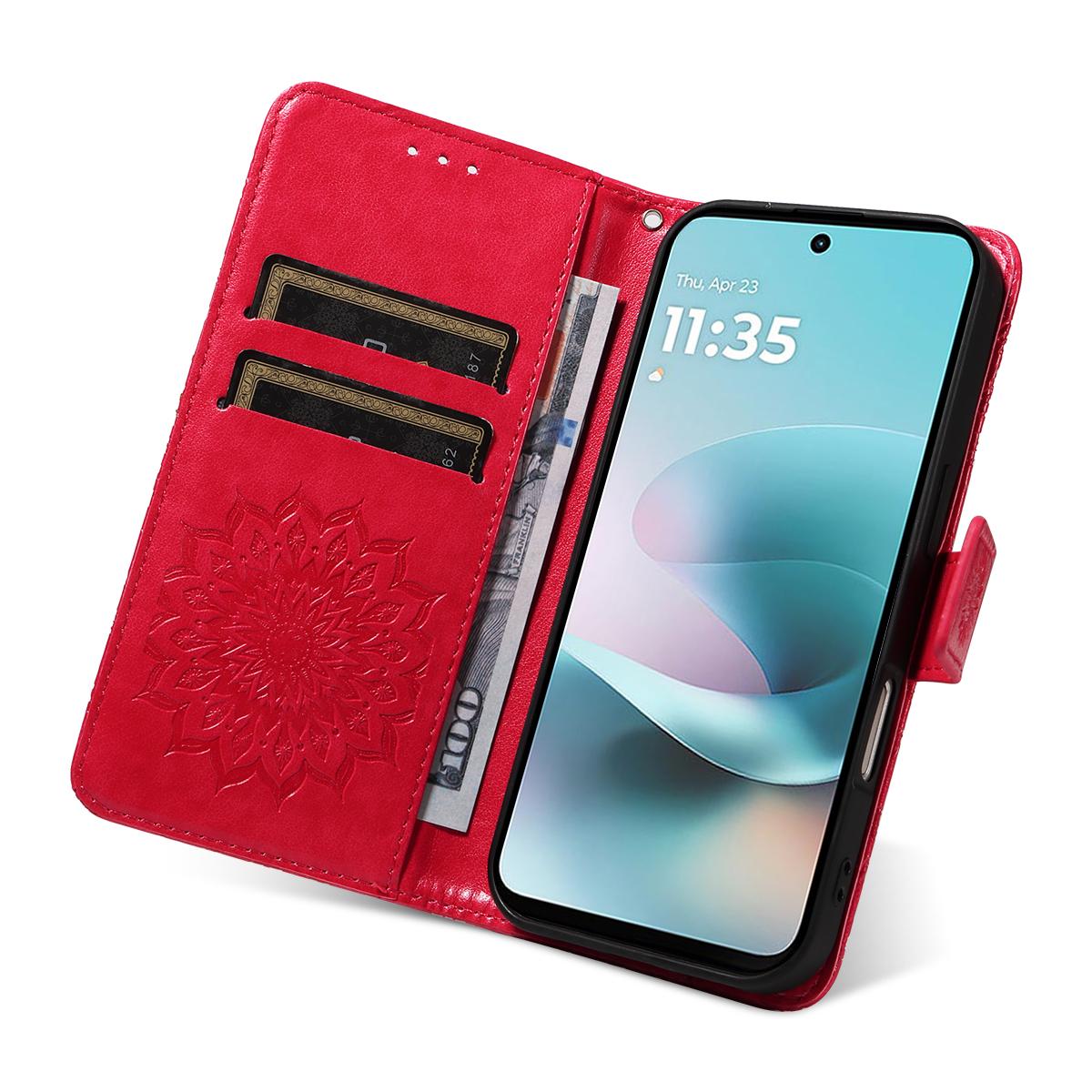For Xiaomi 17T 5G Global Embossed Sunflower Pattern Flip Leather Phone Case - Red - EDA007762813D