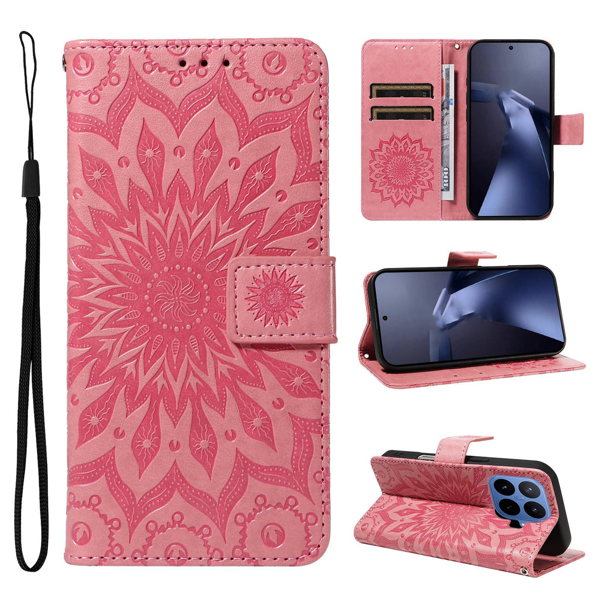 For Xiaomi 17T 5G Global Embossed Sunflower Pattern Flip Leather Phone Case - Pink - EDA007762813E