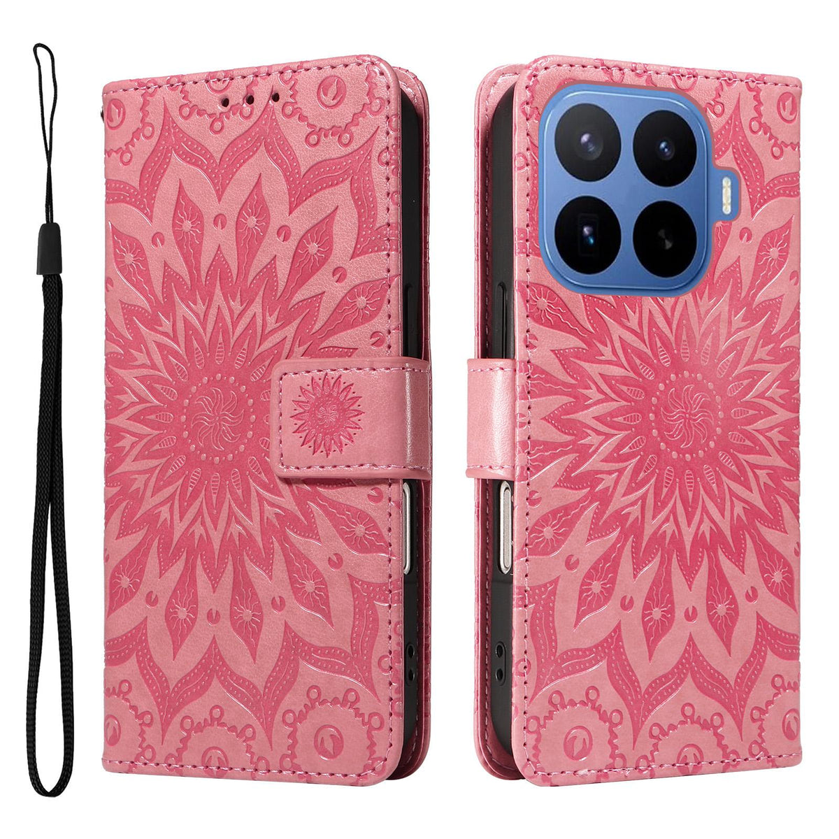 For Xiaomi 17T 5G Global Embossed Sunflower Pattern Flip Leather Phone Case - Pink - EDA007762813E
