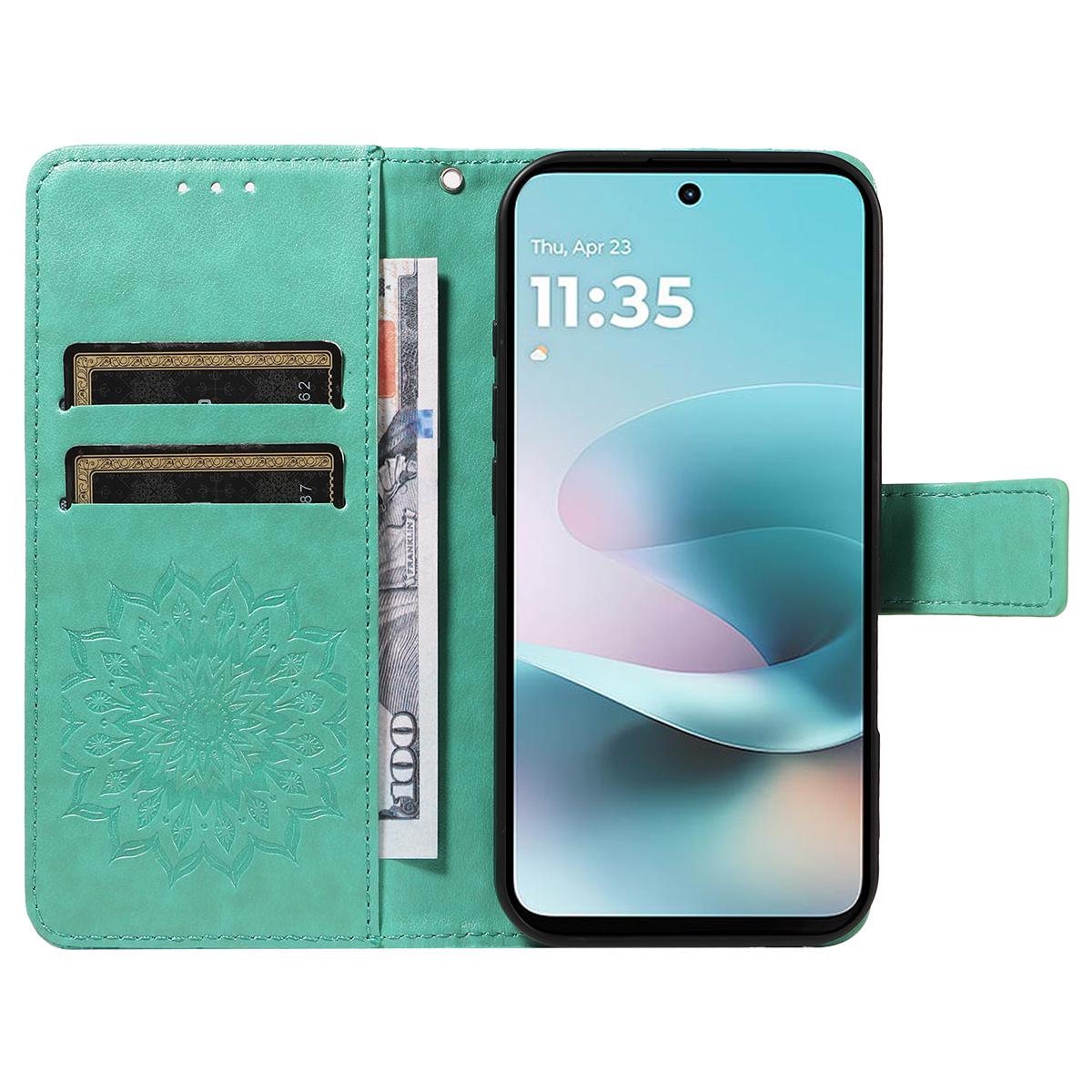For Xiaomi 17T 5G Global Embossed Sunflower Pattern Flip Leather Phone Case - Green - EDA007762813F