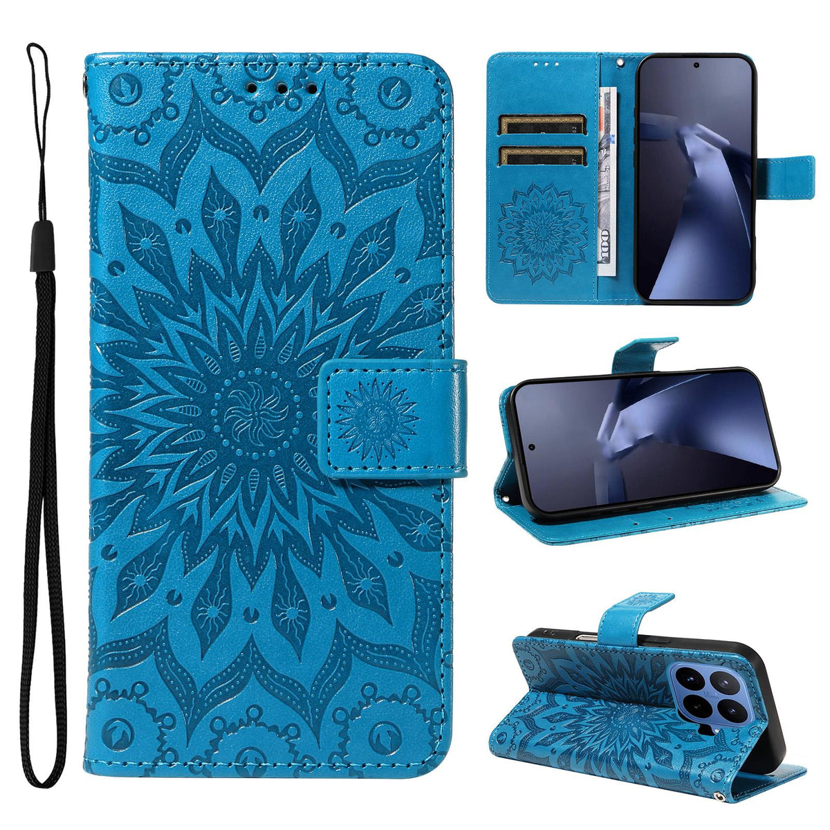 For Xiaomi 17T 5G Global Embossed Sunflower Pattern Flip Leather Phone Case - Blue - EDA007762813G