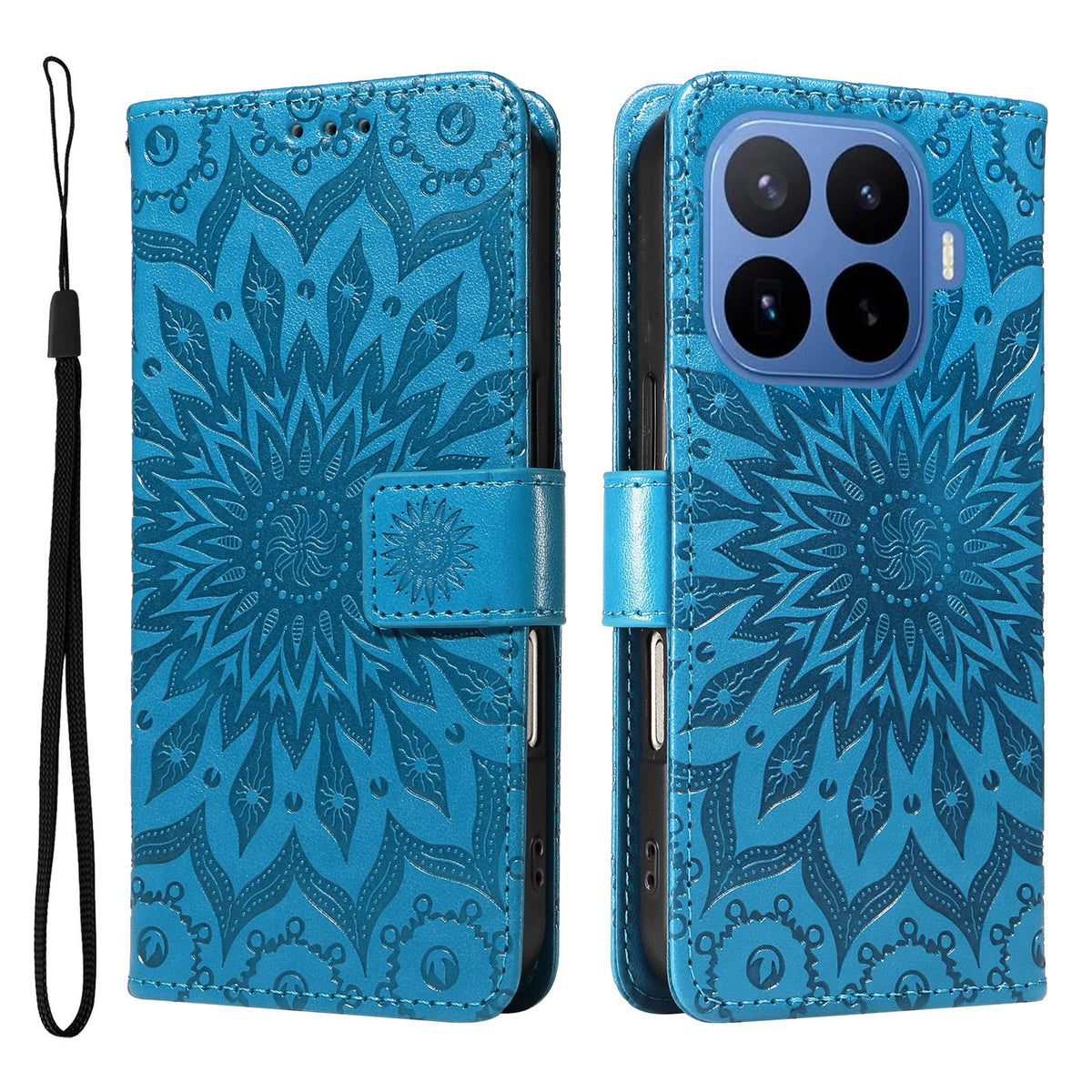 For Xiaomi 17T 5G Global Embossed Sunflower Pattern Flip Leather Phone Case - Blue - EDA007762813G