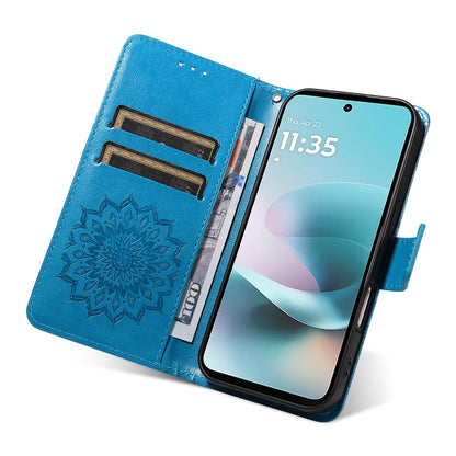 For Xiaomi 17T 5G Global Embossed Sunflower Pattern Flip Leather Phone Case - Blue - EDA007762813G