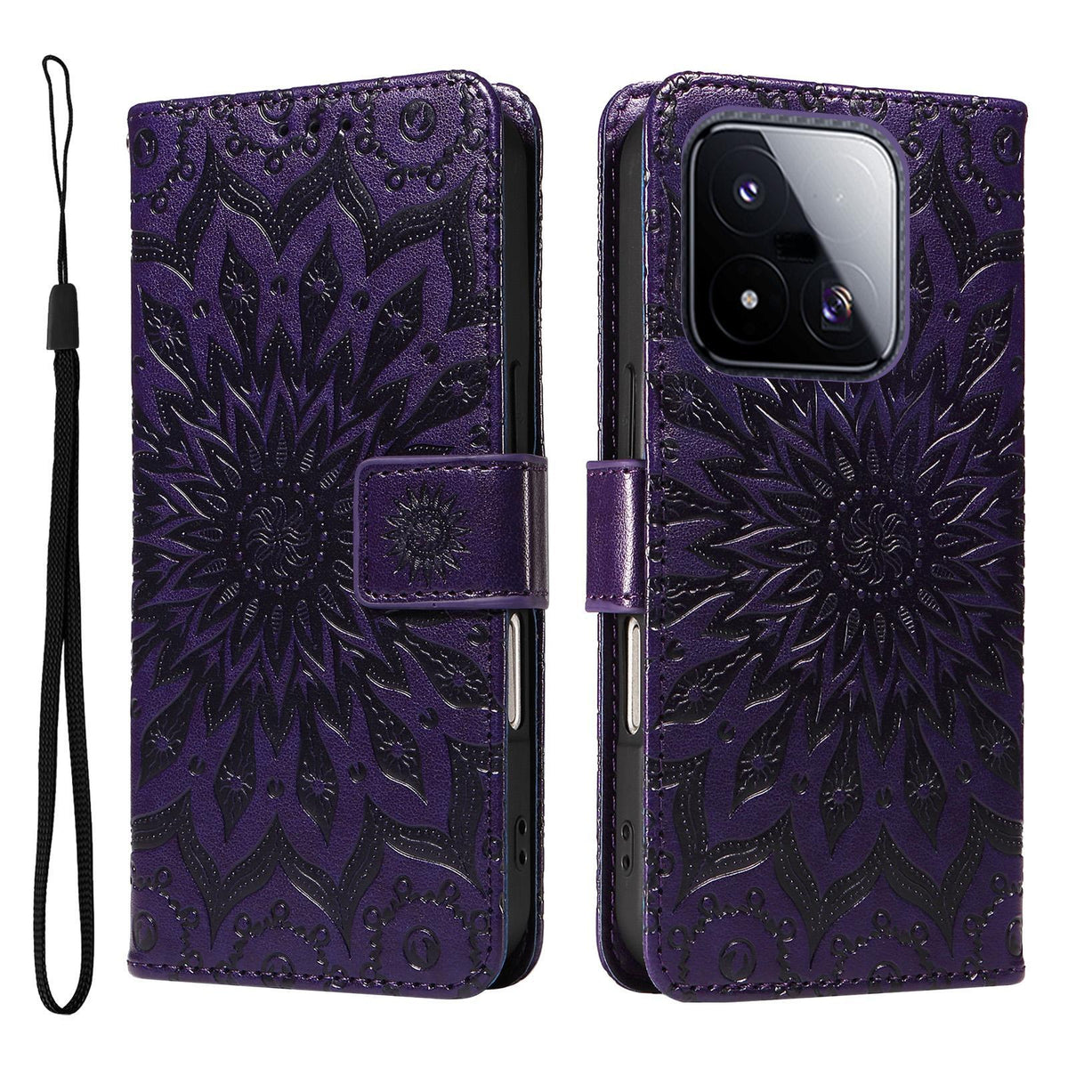 For Xiaomi 17 Max 5G Embossed Sunflower Pattern Flip Leather Phone Case - Purple - EDA007762814A