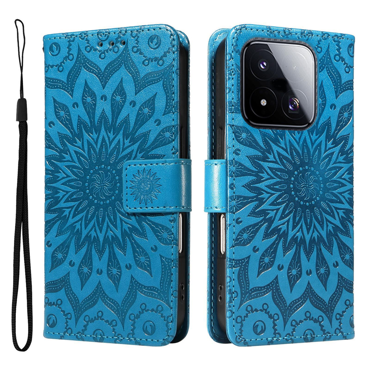For Xiaomi 17 Max 5G Embossed Sunflower Pattern Flip Leather Phone Case - Blue - EDA007762814G