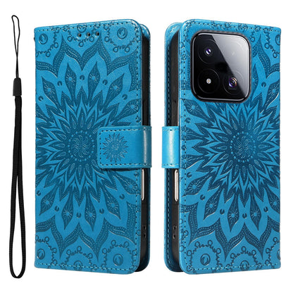 For Xiaomi 17 Max 5G Embossed Sunflower Pattern Flip Leather Phone Case - Blue - EDA007762814G