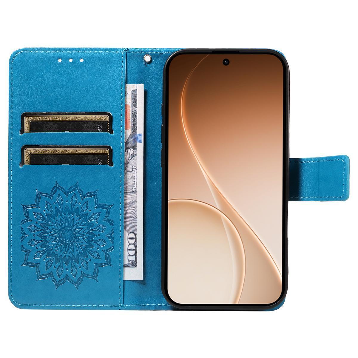 For Xiaomi 17 Max 5G Embossed Sunflower Pattern Flip Leather Phone Case - Blue - EDA007762814G