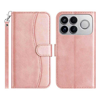 For Redmi K90 Pro Max / Poco F8 Ultra Dual-Folded S-shape Leather Phone Case(Rose Gold)