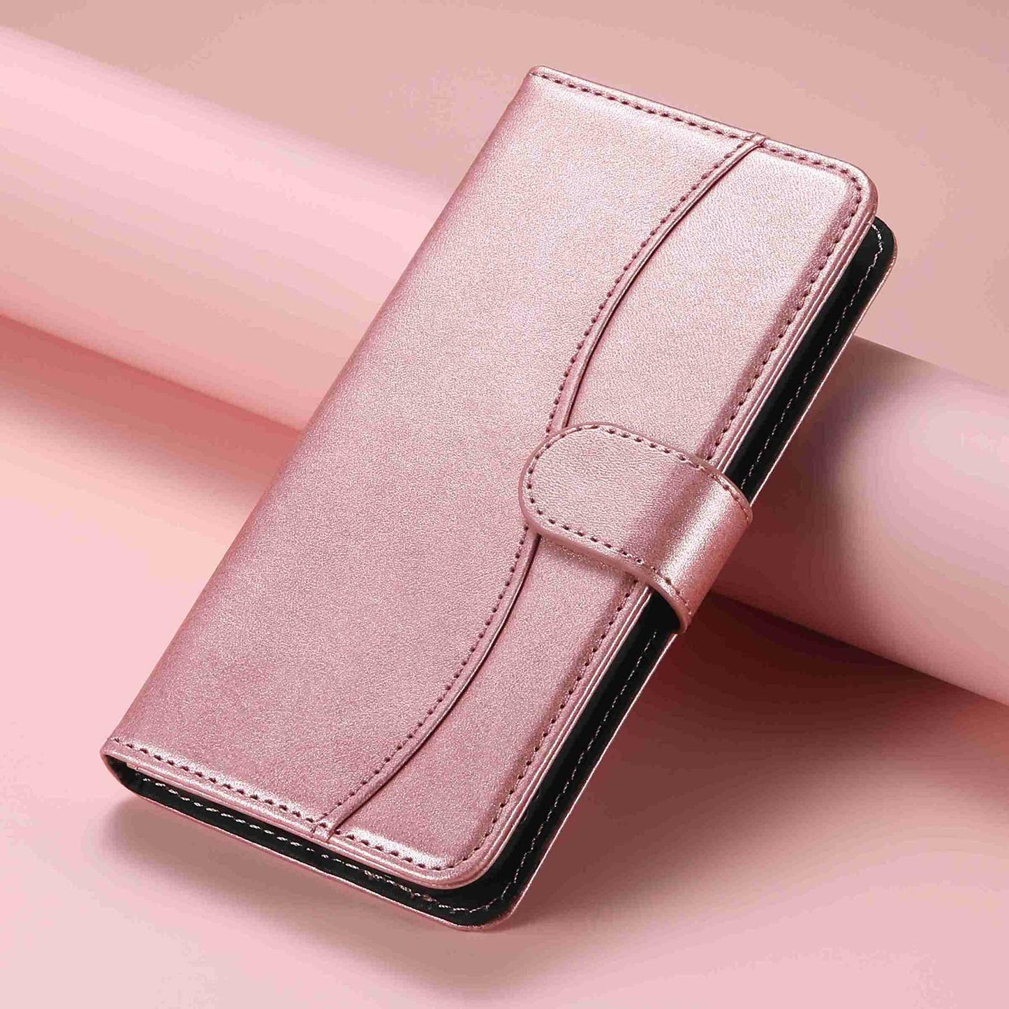 For Redmi K90 Pro Max / Poco F8 Ultra Dual-Folded S-shape Leather Phone Case(Rose Gold)