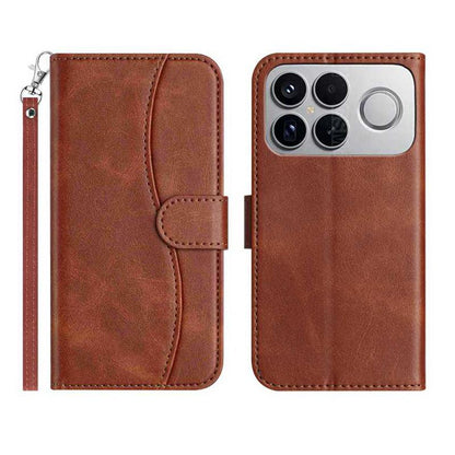 For Redmi K90 Pro Max / Poco F8 Ultra Dual-Folded S-shape Leather Phone Case(Coffee)