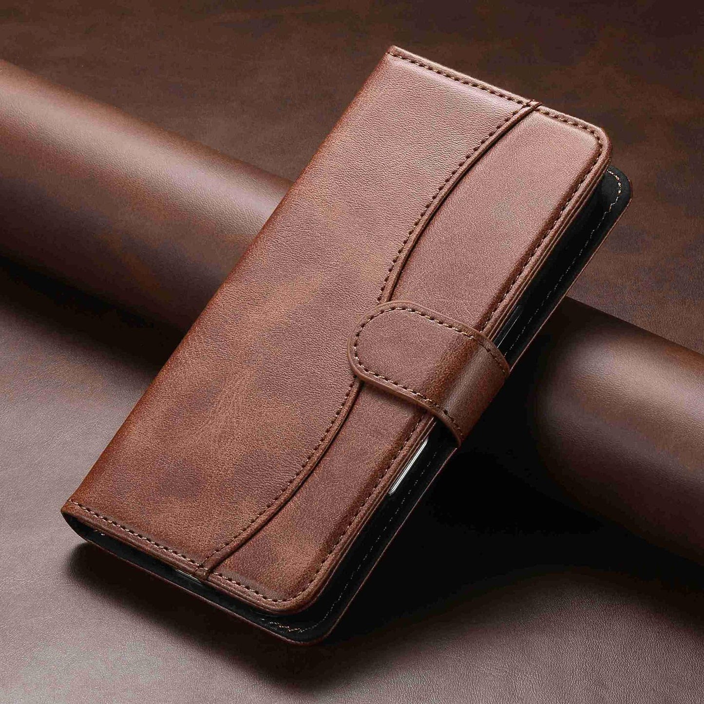 For Redmi K90 Pro Max / Poco F8 Ultra Dual-Folded S-shape Leather Phone Case(Coffee)