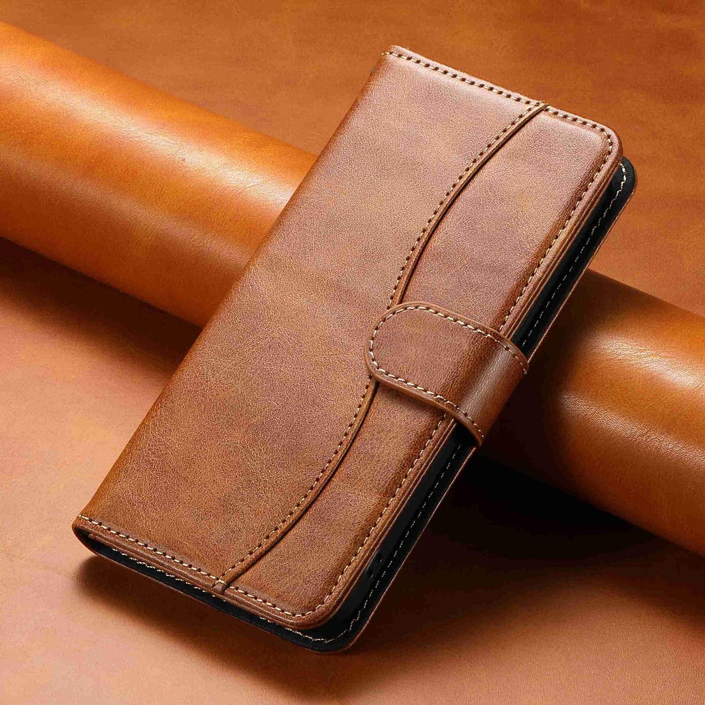 For Redmi K90 Pro Max / Poco F8 Ultra Dual-Folded S-shape Leather Phone Case(Brown)