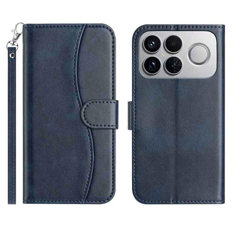 For Redmi K90 Pro Max / Poco F8 Ultra Dual-Folded S-shape Leather Phone Case(Navy Blue)